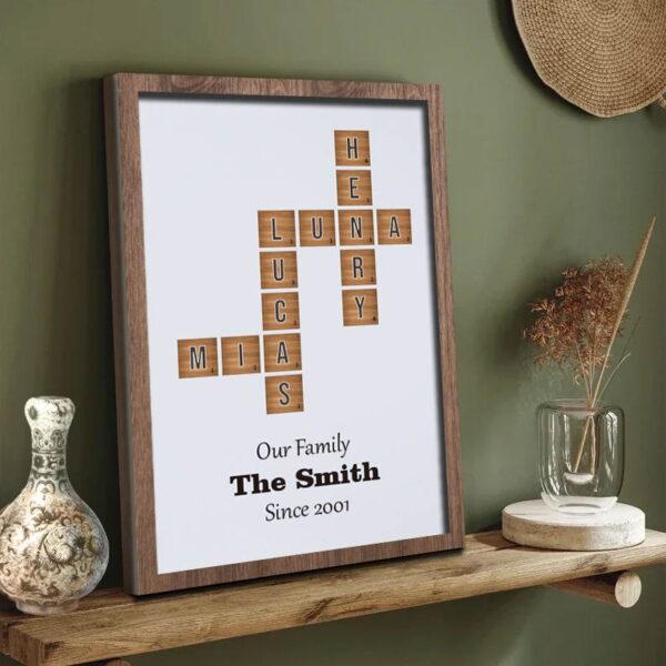 Personalized Crossword Poster，Family Name Sign Crossword Scrabble Print,Scrabble Feature - Image 3