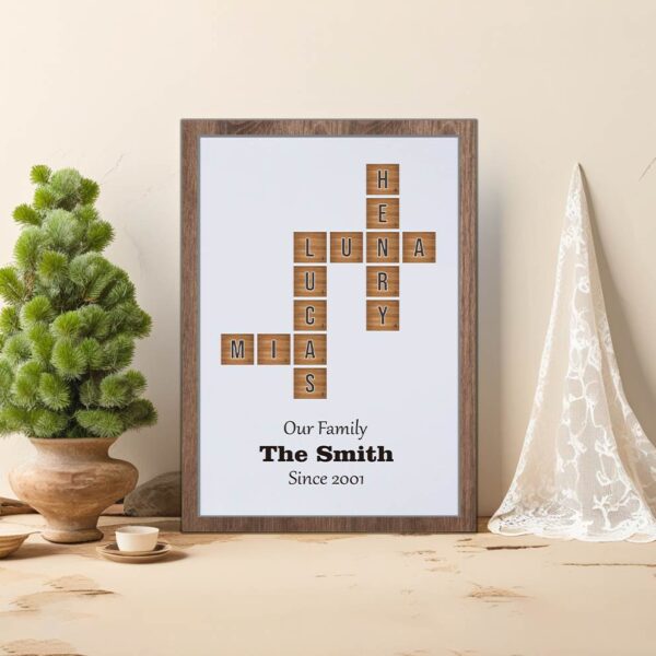 Personalized Crossword Poster，Family Name Sign Crossword Scrabble Print,Scrabble Feature - Image 2