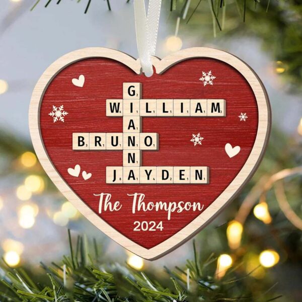Personalized Family Crossword Puzzle Ornament, Family Christmas Ornaments 2025, Crossword Puzzle Name Personalized, Family Names Ornament, Crossword Ornament