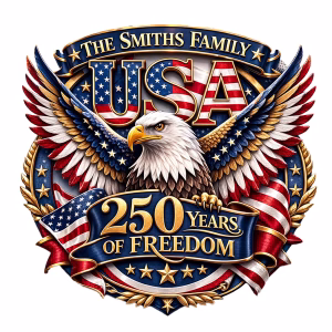 Personalized Family Name USA 250th Anniversary Patriotic Plaque,  4th of July Independence Day Home Decor, American Pride Gift