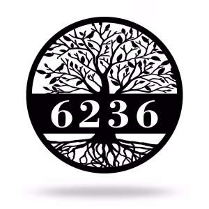 Personalized Tree of Life Metal Address Sign, Custom House Number Monogram, Family Name Wall Art, Outdoor Metal Décor, Housewarming Gift